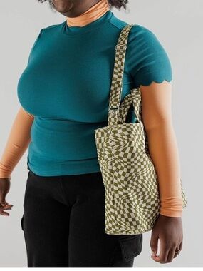 Green Checkered Tote Bag - Stylish Everyday Shoulder Bag